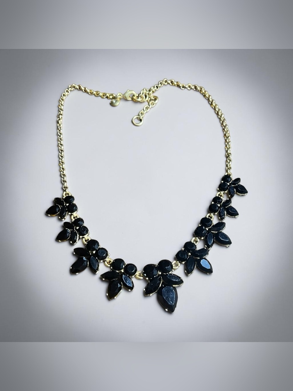 J. Crew Gold-Tone Necklace with Black Floral Stones